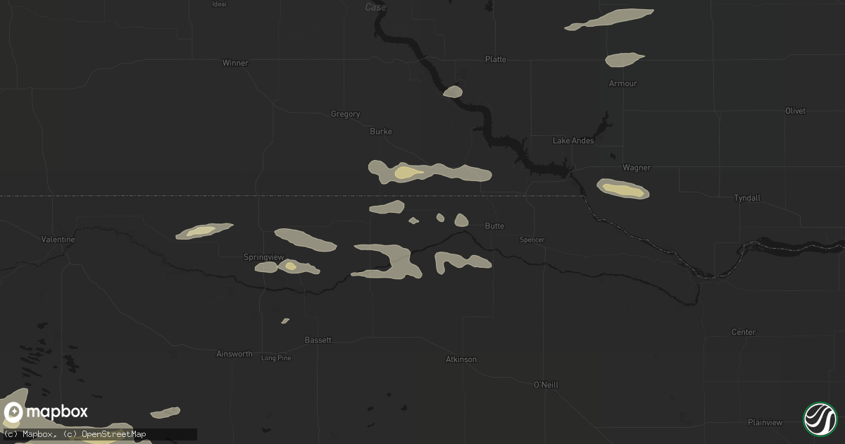 Hail map in Naper, NE on August 3, 2026