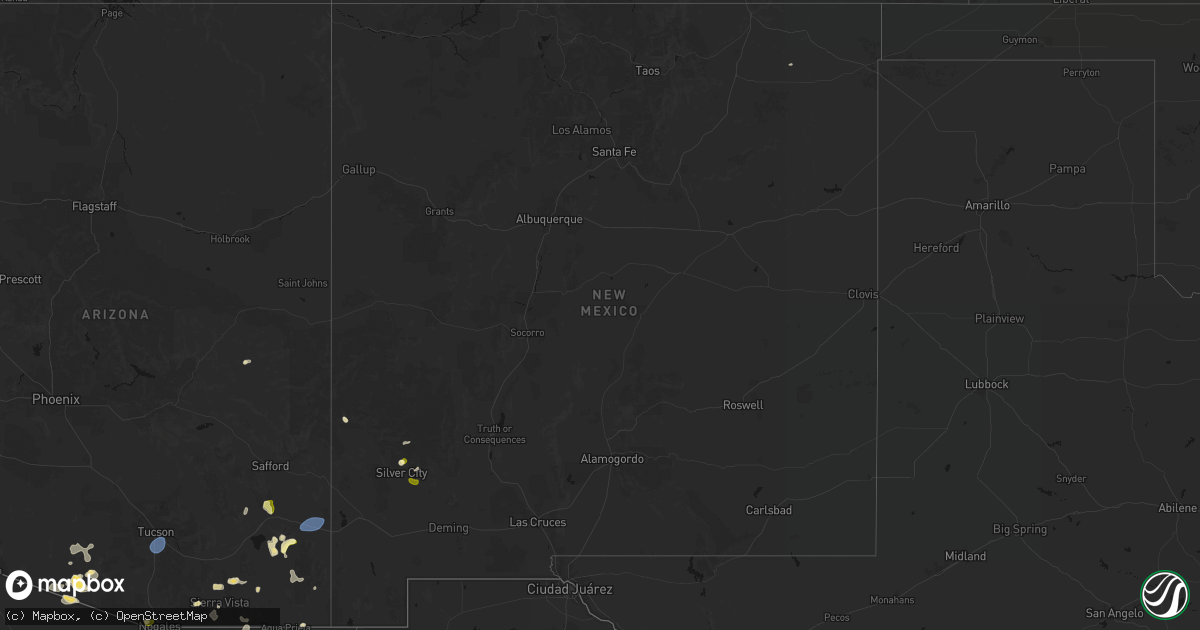 Hail map in New Mexico on August 3, 2026