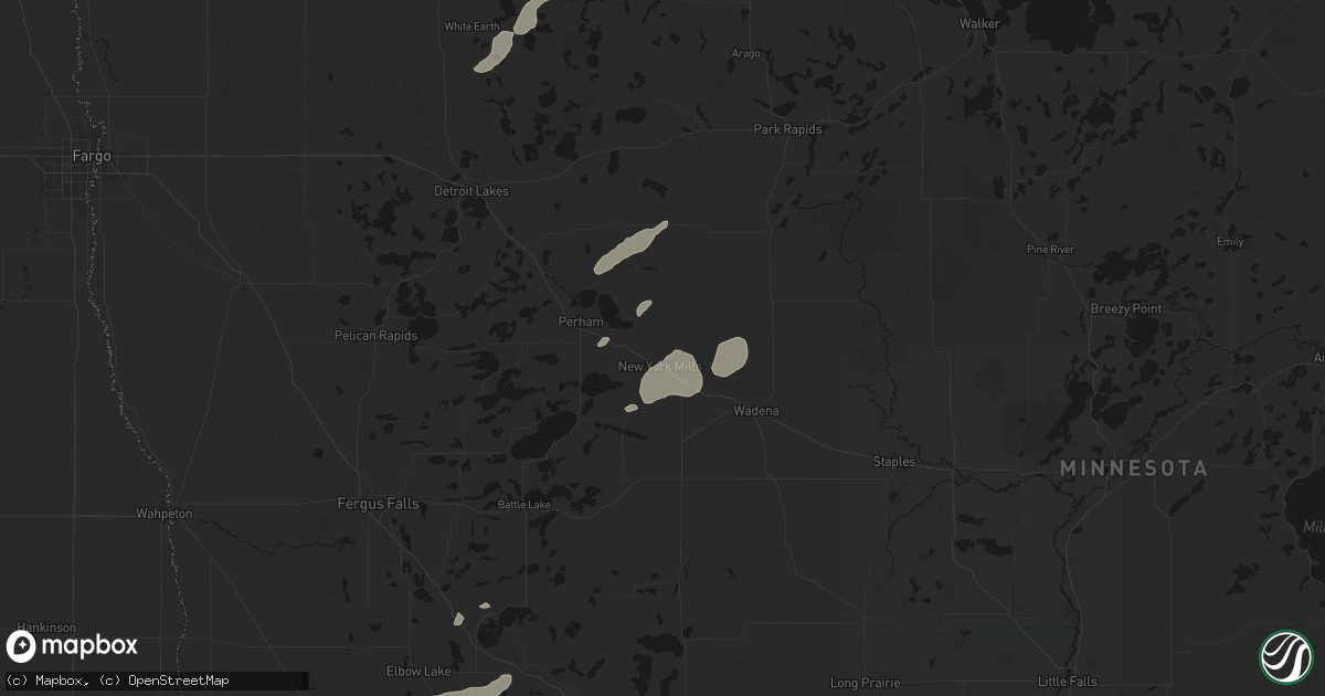 Hail map in New York Mills, MN on August 3, 2026