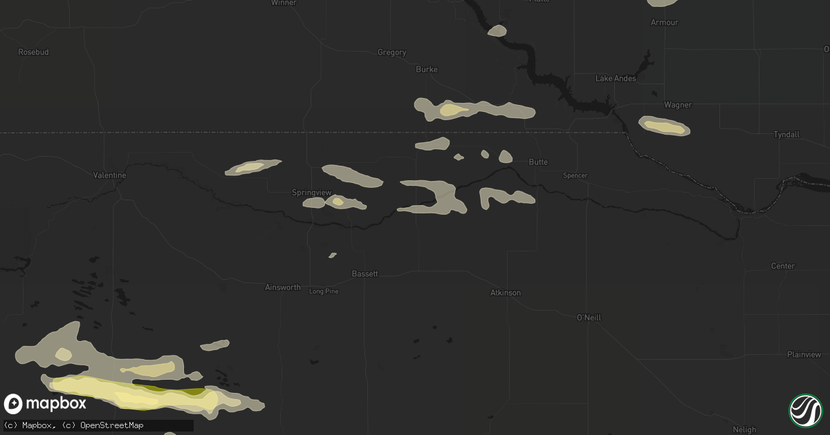 Hail map in Newport, NE on August 3, 2026