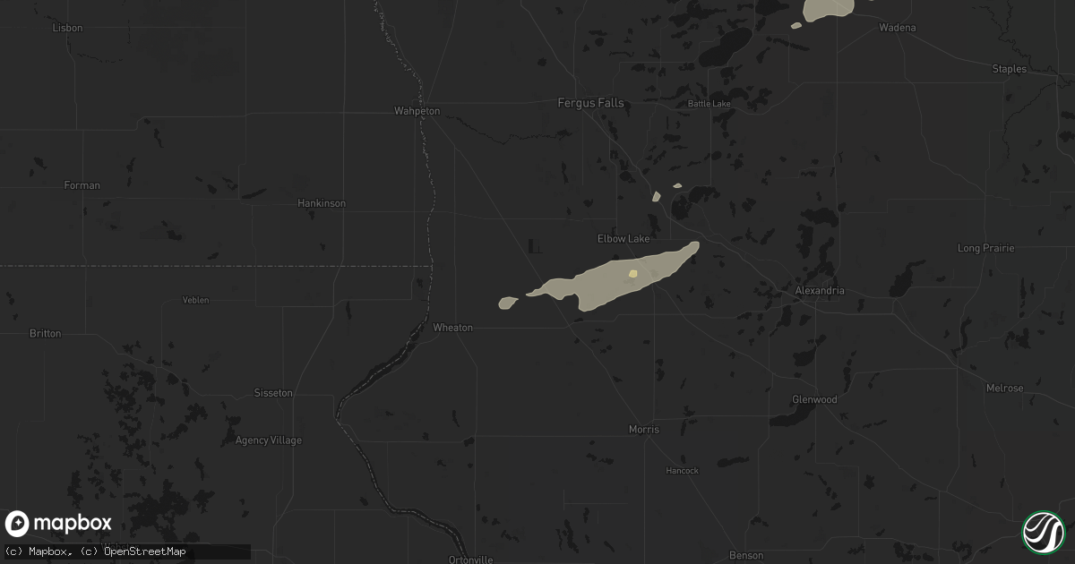 Hail map in Norcross, MN on August 3, 2026