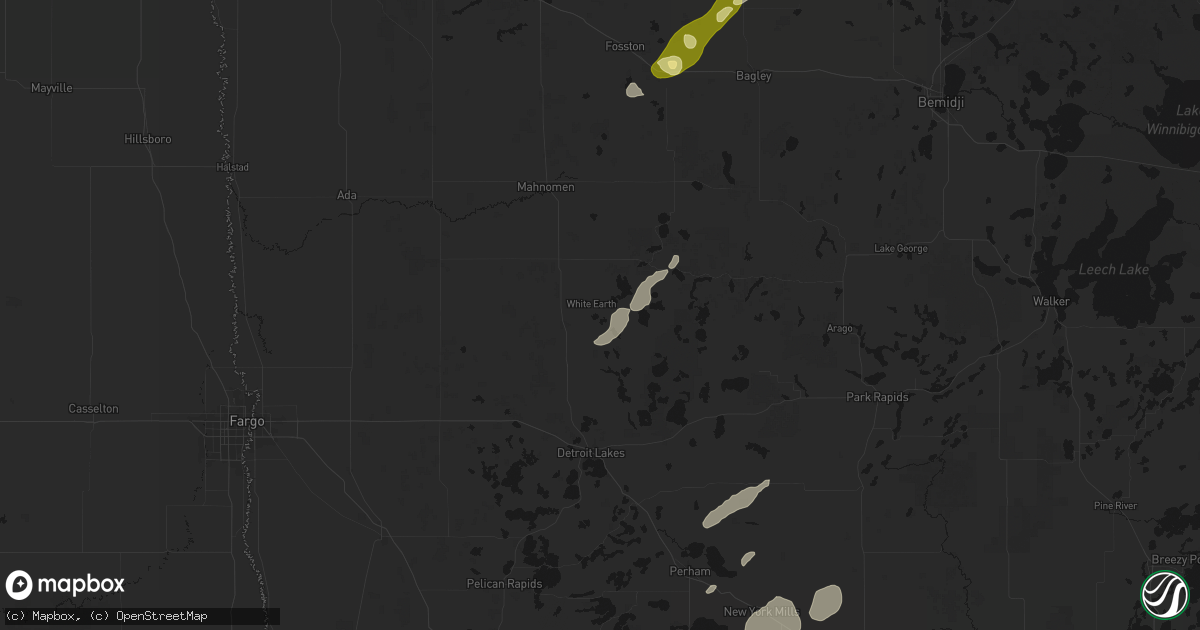 Hail map in Ogema, MN on August 3, 2026