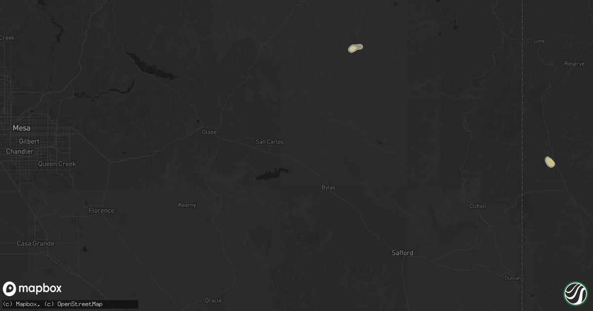 Hail map in Peridot, AZ on August 3, 2026