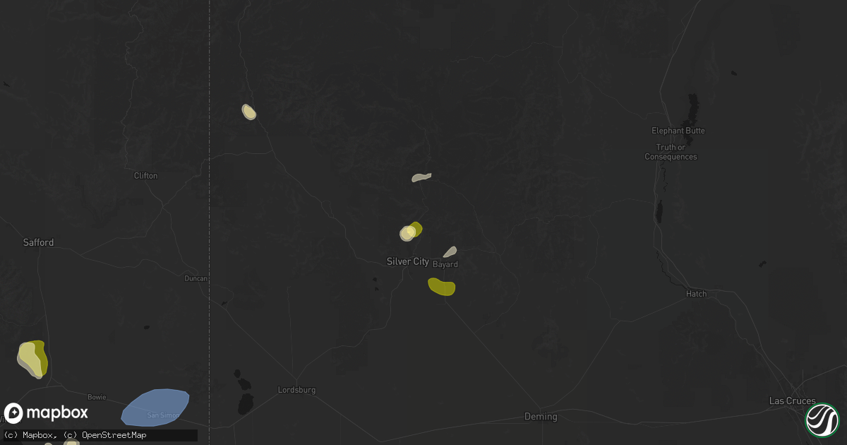 Hail map in Pinos Altos, NM on August 3, 2026