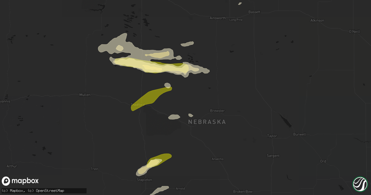 Hail map in Purdum, NE on August 3, 2026