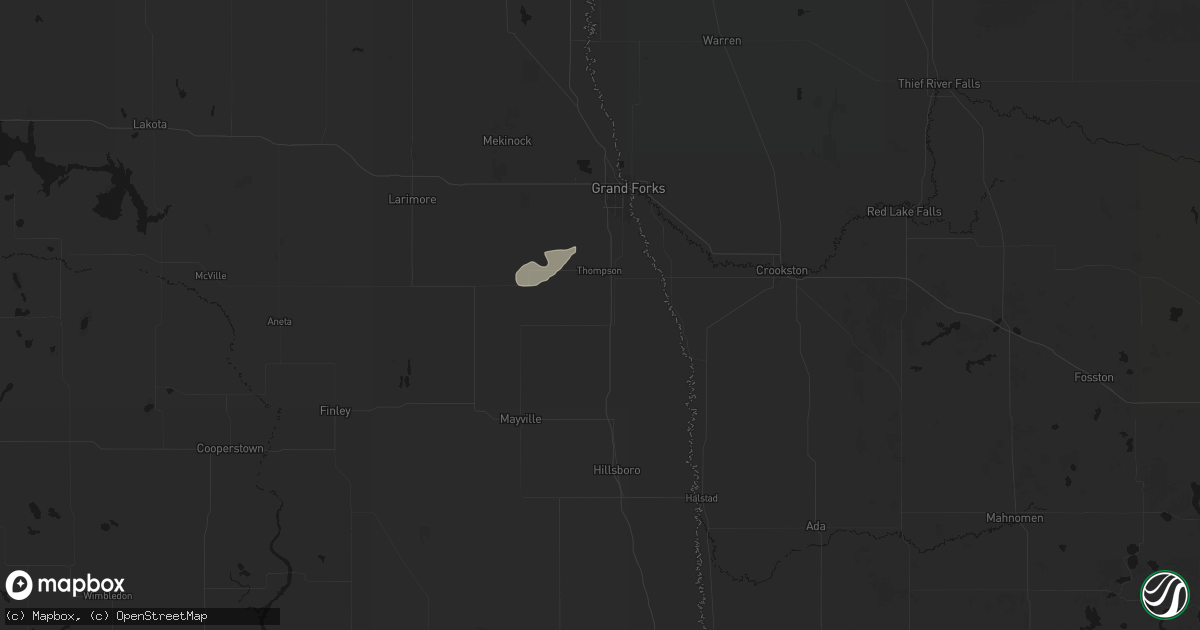 Hail map in Reynolds, ND on August 3, 2026