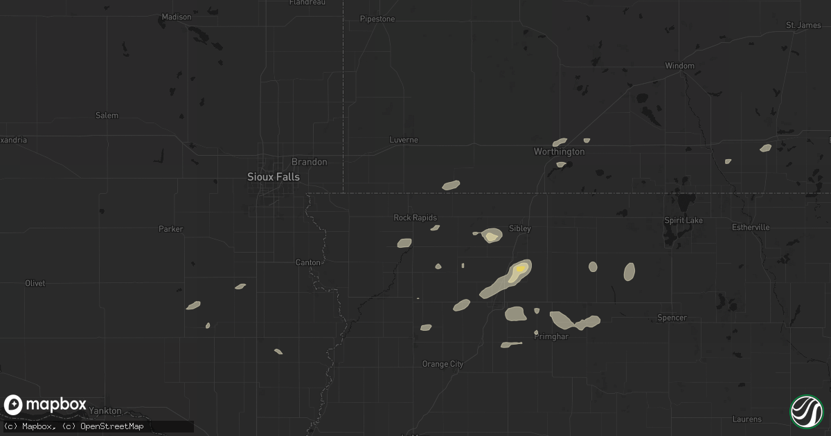 Hail map in Rock Rapids, IA on August 3, 2026