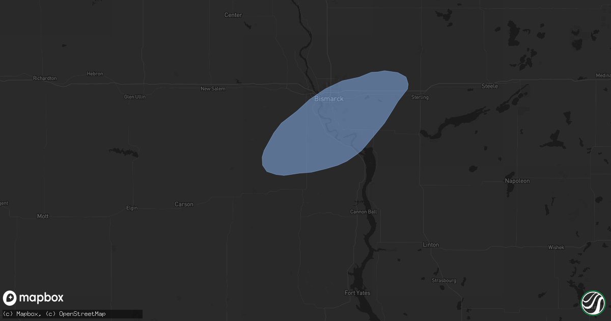 Hail map in Saint Anthony, ND on August 3, 2026