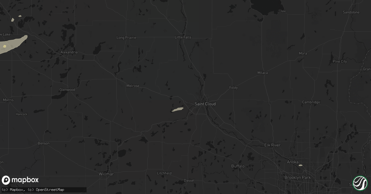 Hail map in Saint Joseph, MN on August 3, 2026
