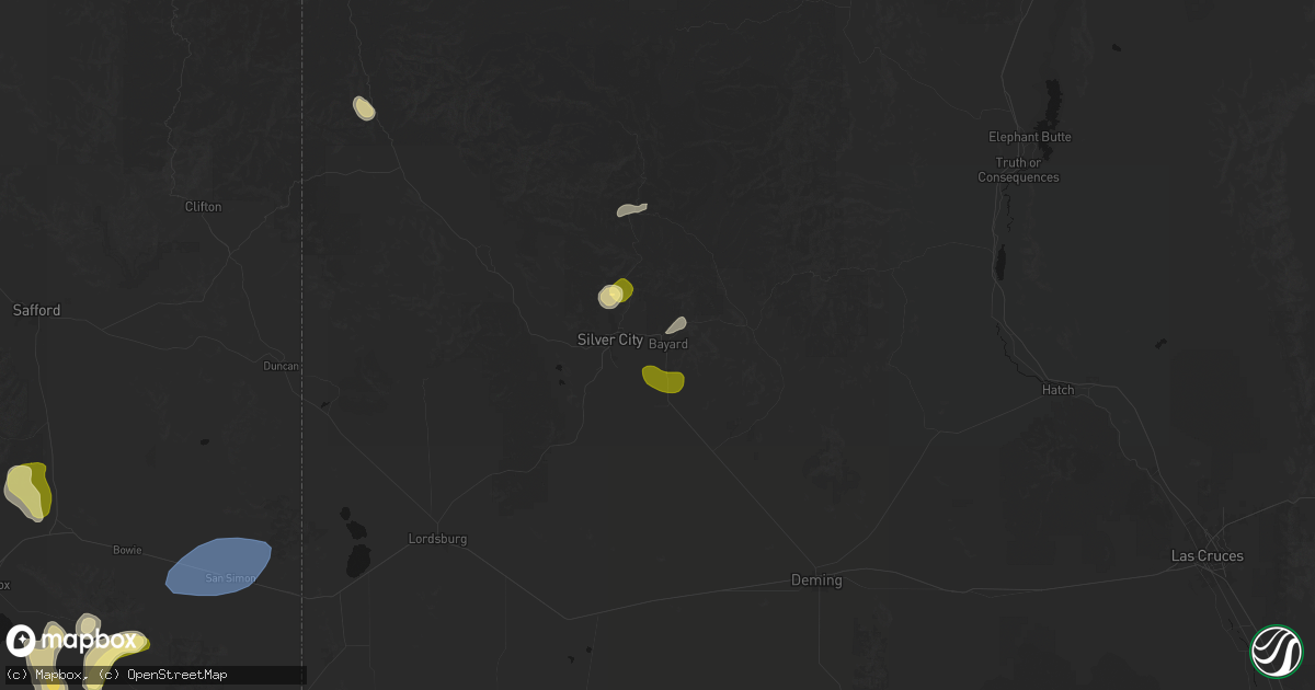 Hail map in Santa Clara, NM on August 3, 2026