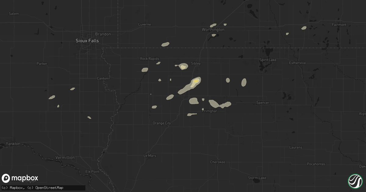 Hail map in Sheldon, IA on August 3, 2026