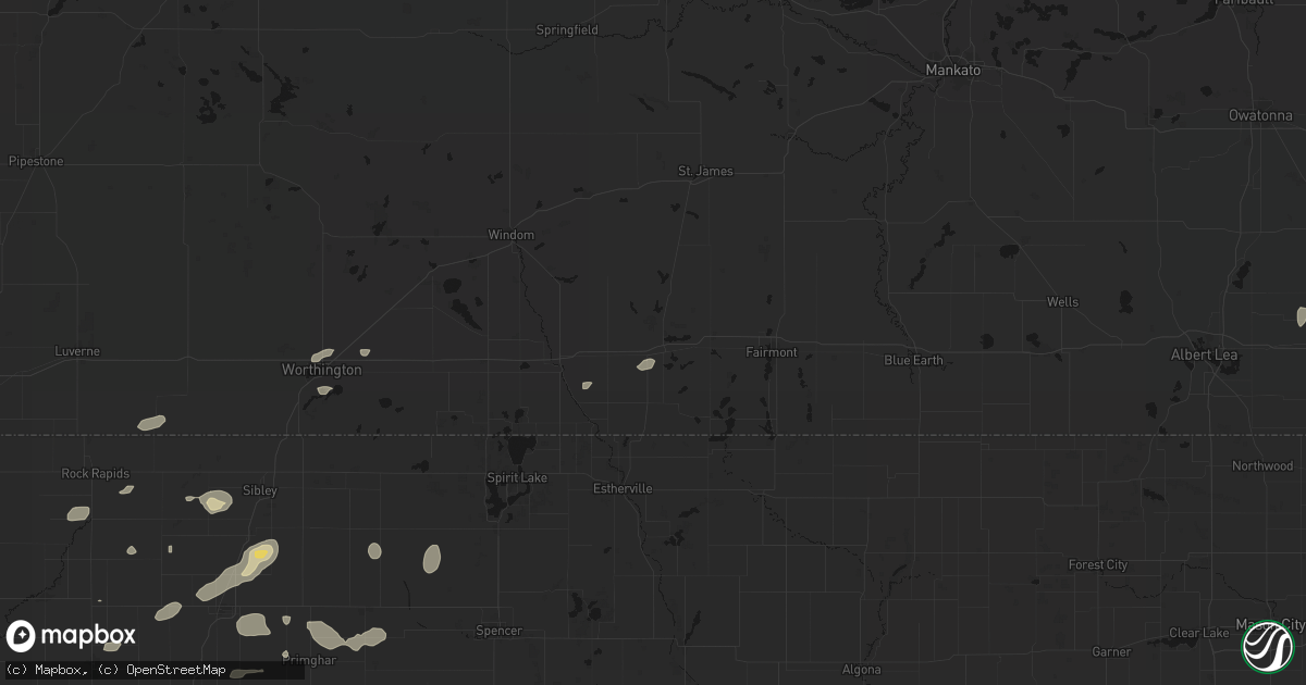 Hail map in Sherburn, MN on August 3, 2026