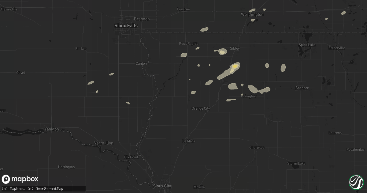 Hail map in Sioux Center, IA on August 3, 2026