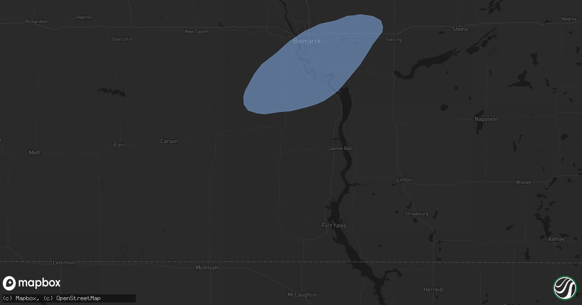 Hail map in Solen, ND on August 3, 2026