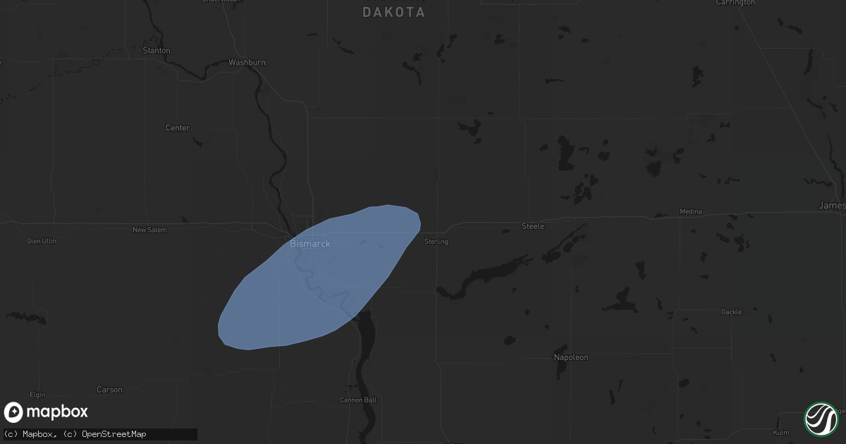 Hail map in Sterling, ND on August 3, 2026