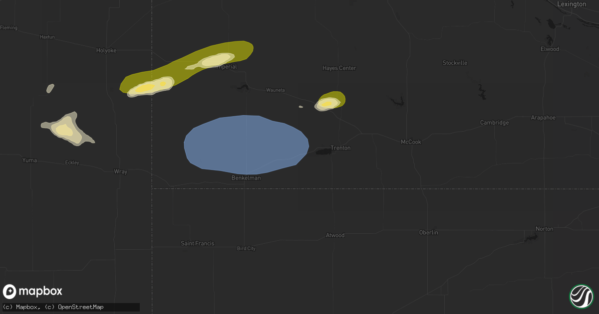 Hail map in Stratton, NE on August 3, 2026