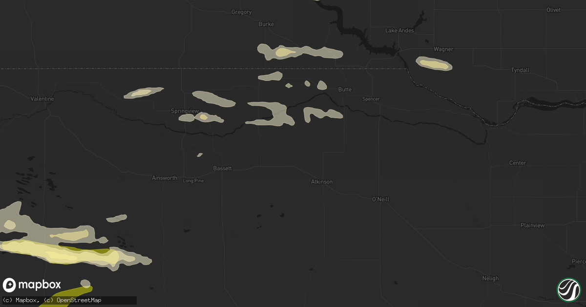 Hail map in Stuart, NE on August 3, 2026