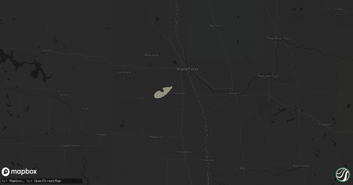 Hail map in Thompson, ND on August 3, 2026