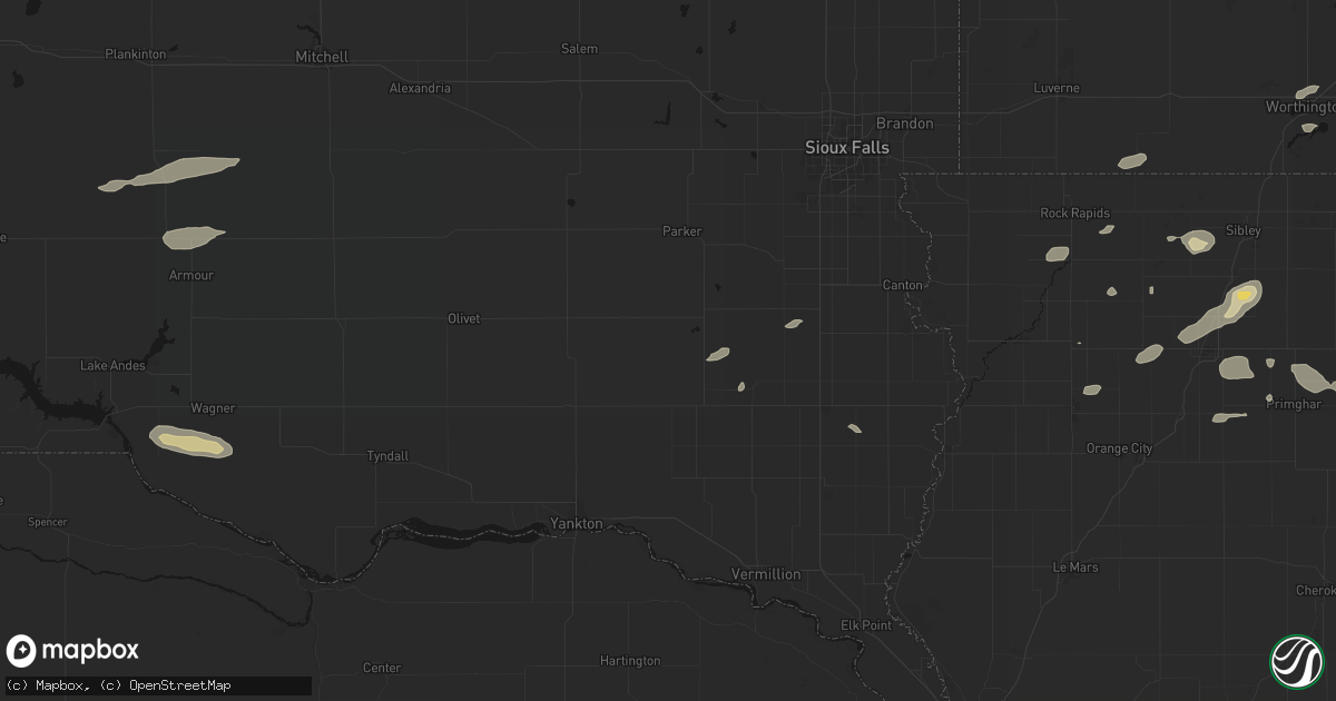 Hail map in Viborg, SD on August 3, 2026