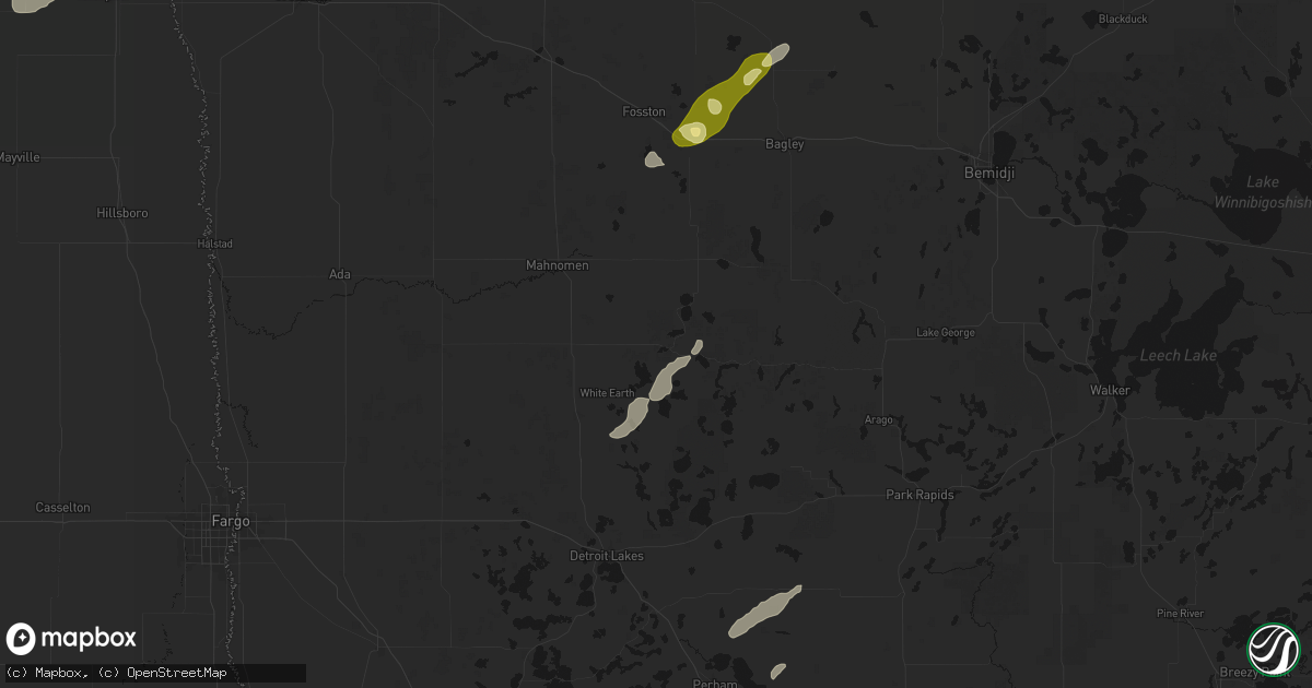 Hail map in Waubun, MN on August 3, 2026