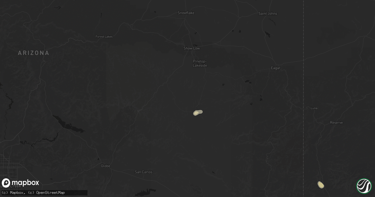 Hail map in Whiteriver, AZ on August 3, 2026