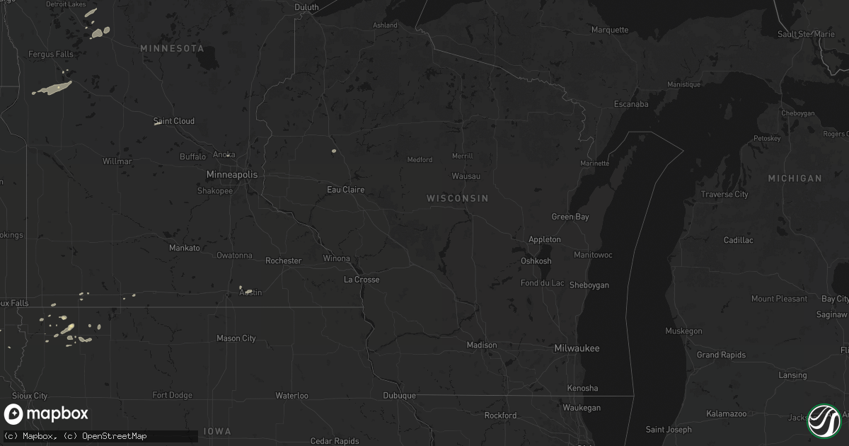 Hail map in Wisconsin on August 3, 2026