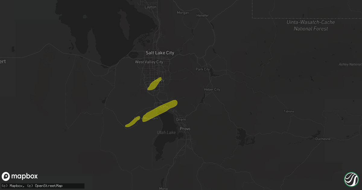 Hail map in American Fork, UT on August 4, 2010