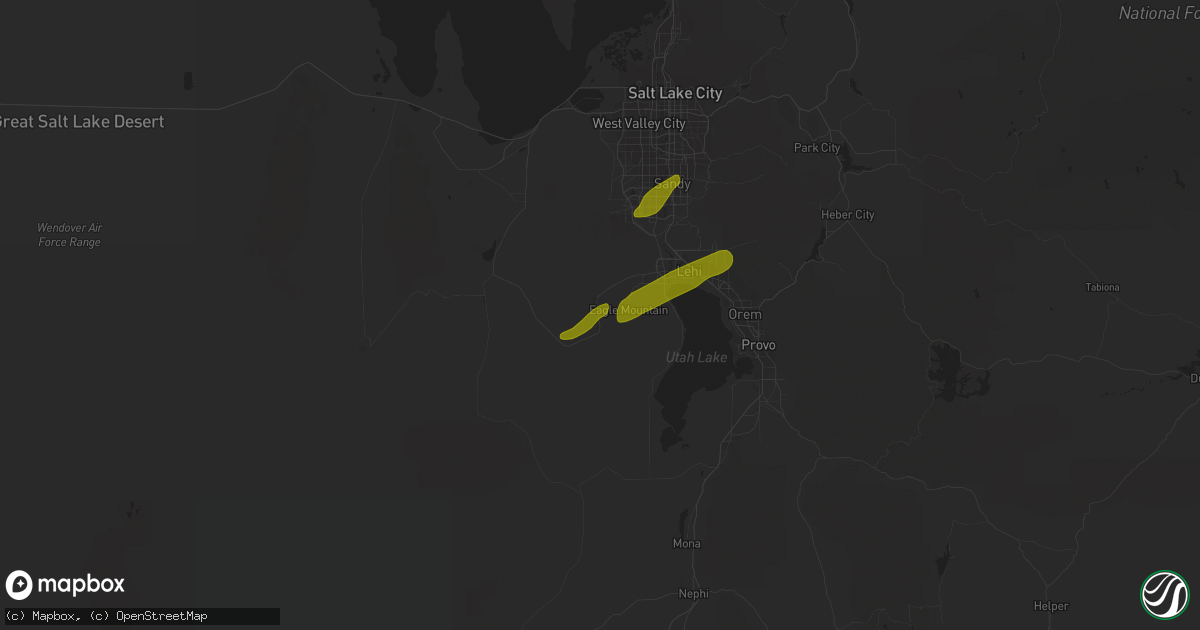 Hail map in Cedar Valley, UT on August 4, 2010