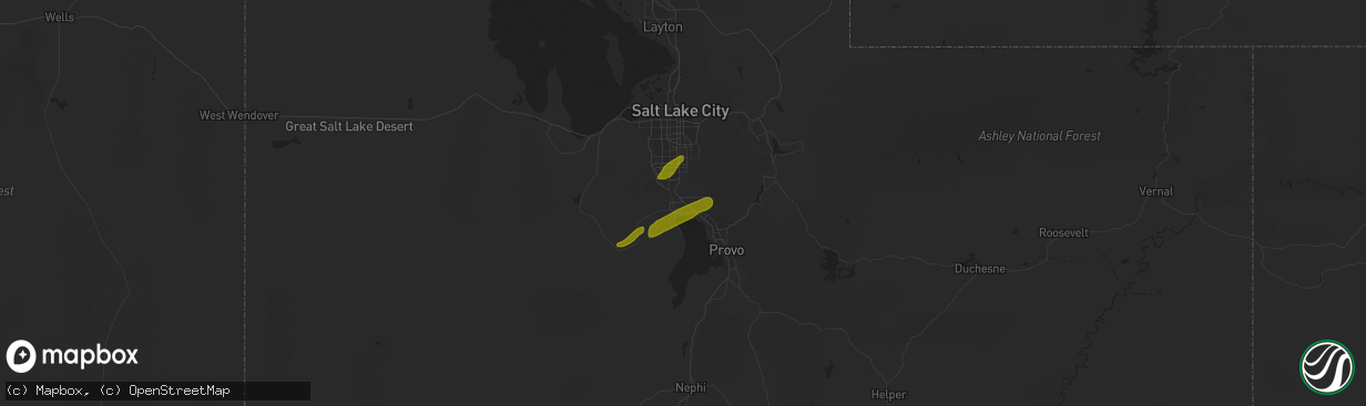 Hail map in Lehi, UT on August 4, 2010