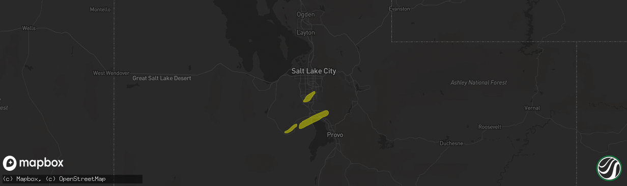 Hail map in Sandy, UT on August 4, 2010