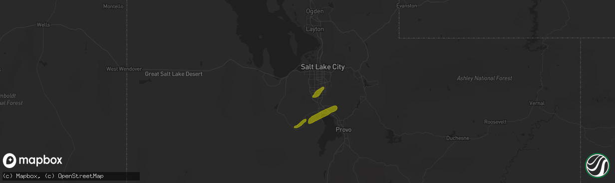 Hail map in South Jordan, UT on August 4, 2010