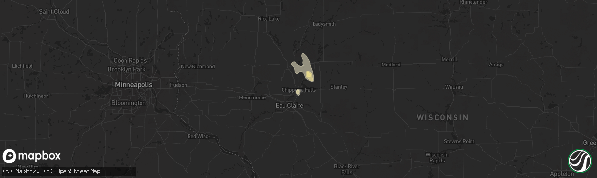 Hail map in Chippewa Falls, WI on August 4, 2014