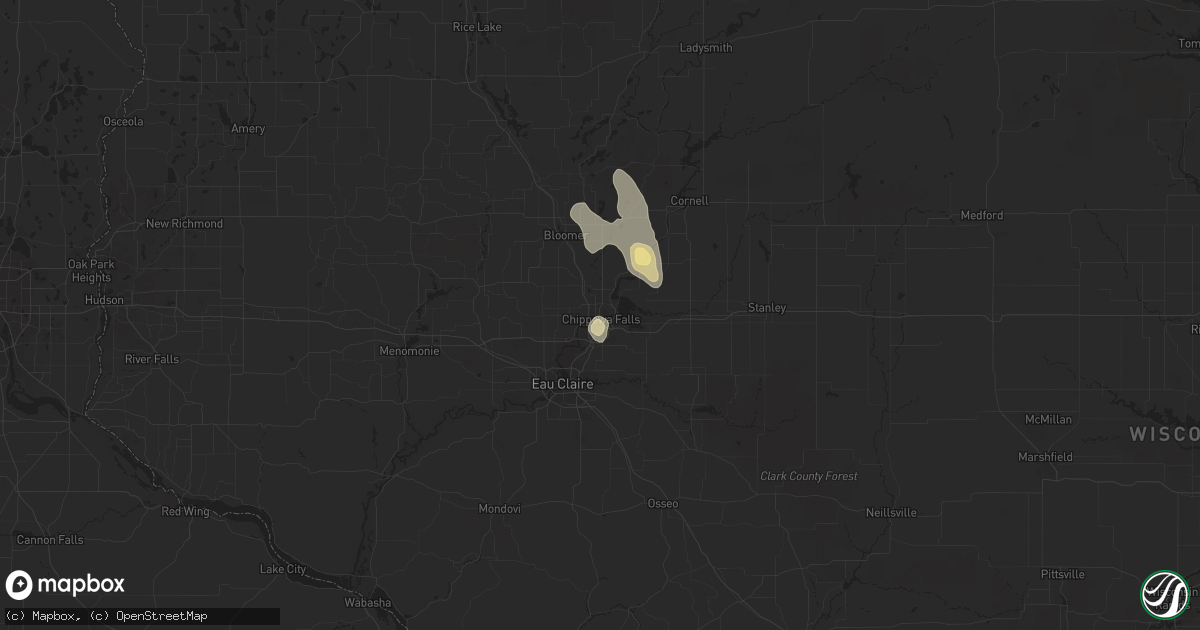 Hail map in Chippewa Falls, WI on August 4, 2014
