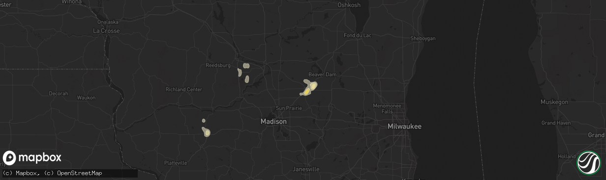 Hail map in Columbus, WI on August 4, 2014