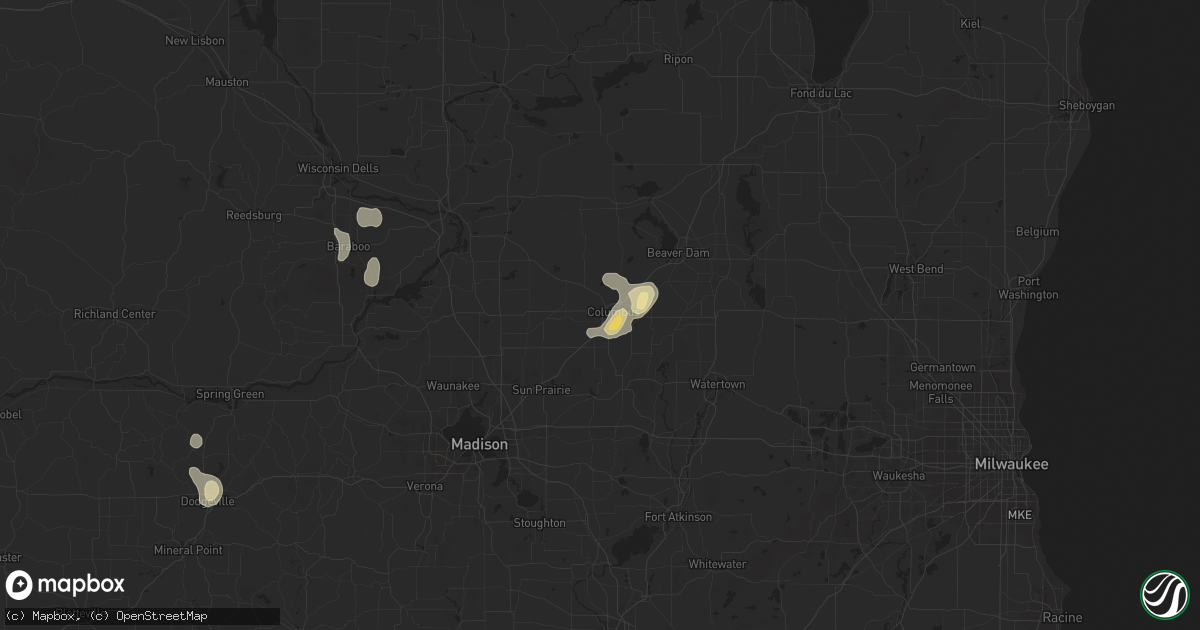 Hail map in Columbus, WI on August 4, 2014
