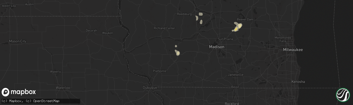 Hail map in Dodgeville, WI on August 4, 2014