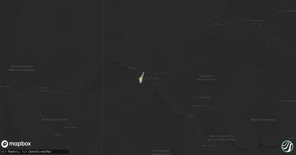 Hail map in Grand Junction, CO on August 4, 2014
