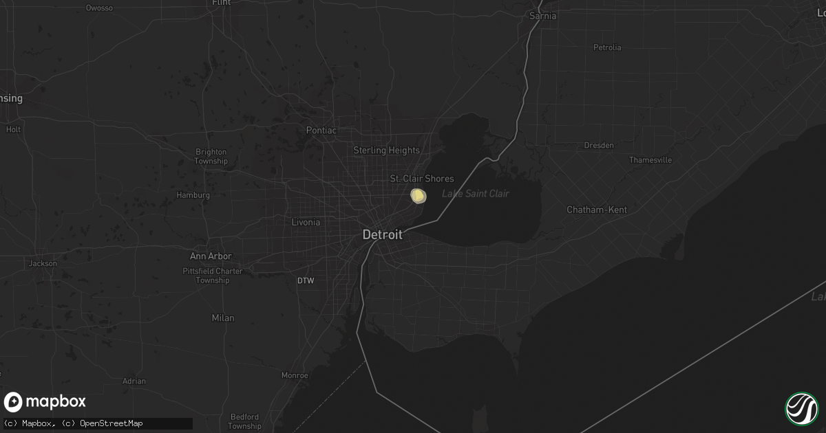 Hail map in Grosse Pointe, MI on August 4, 2014
