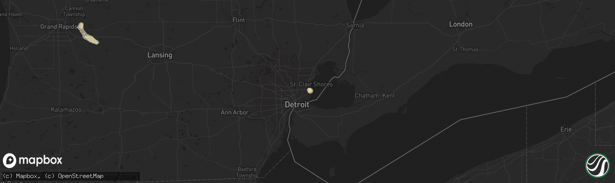 Hail map in Harper Woods, MI on August 4, 2014