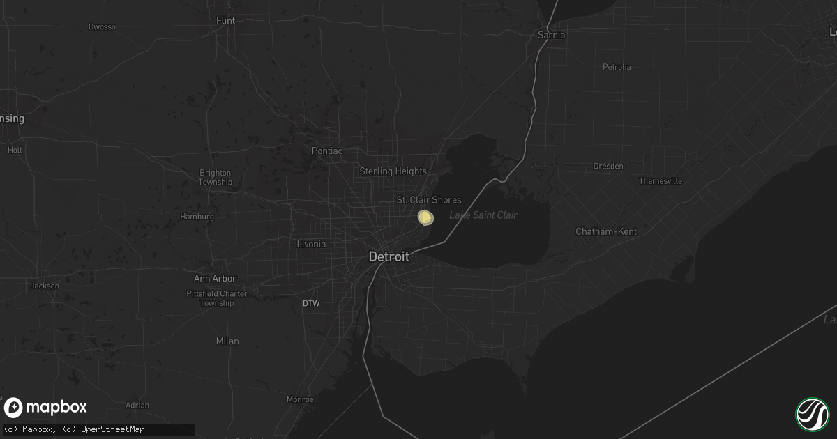 Hail map in Harper Woods, MI on August 4, 2014