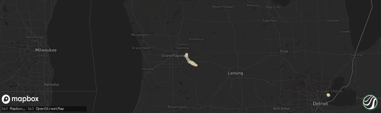 Hail map in Lowell, MI on August 4, 2014