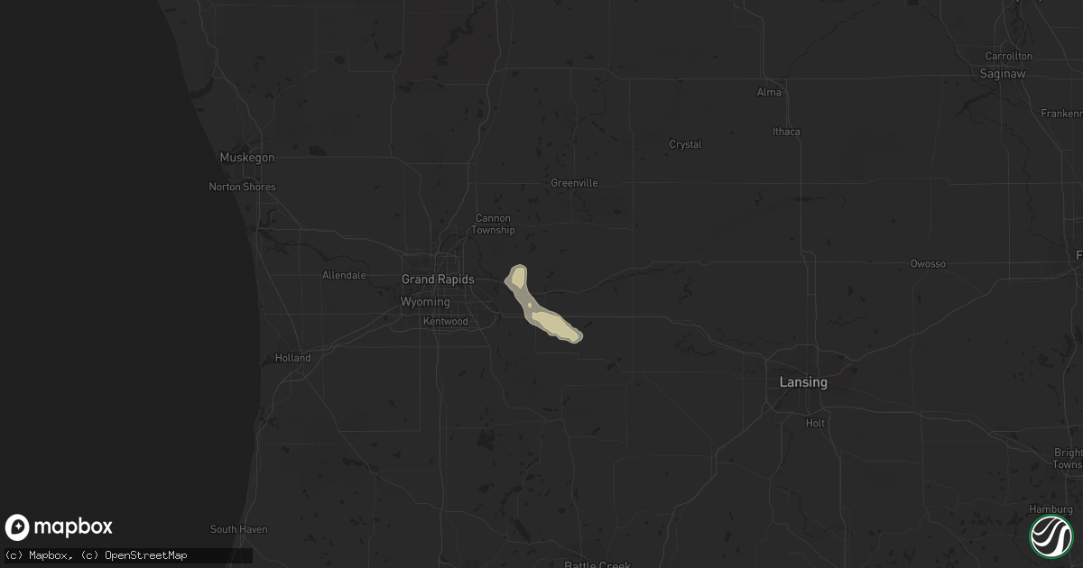 Hail map in Lowell, MI on August 4, 2014