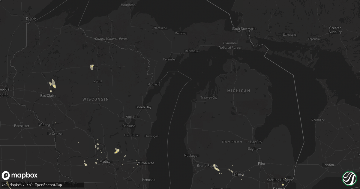 Hail map in Michigan on August 4, 2014