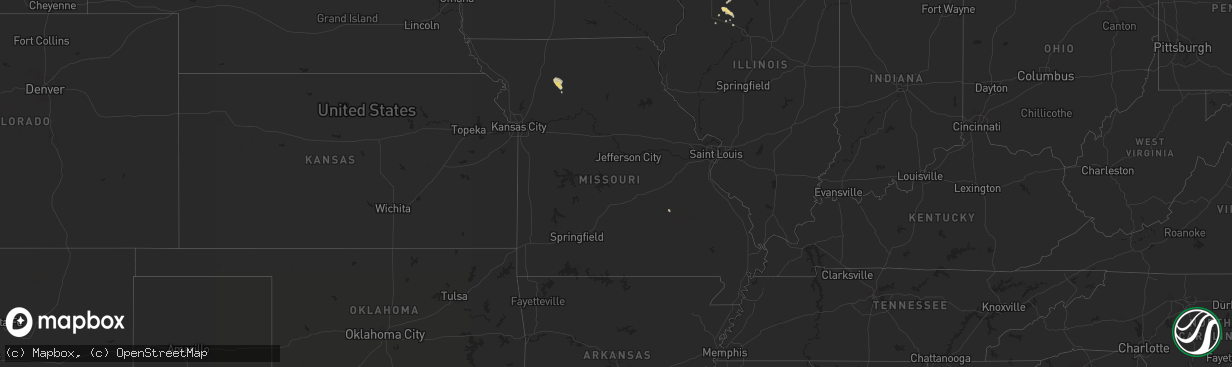 Hail map in Missouri on August 4, 2014