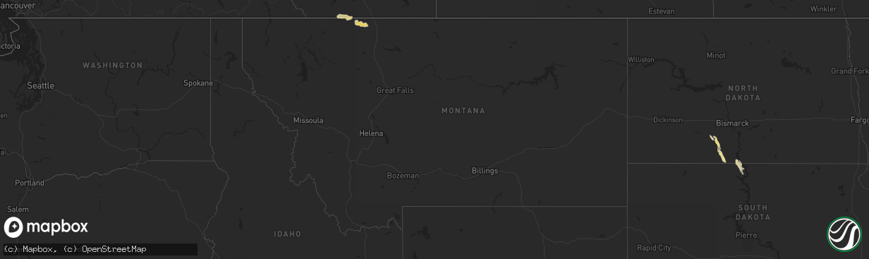 Hail map in Montana on August 4, 2014