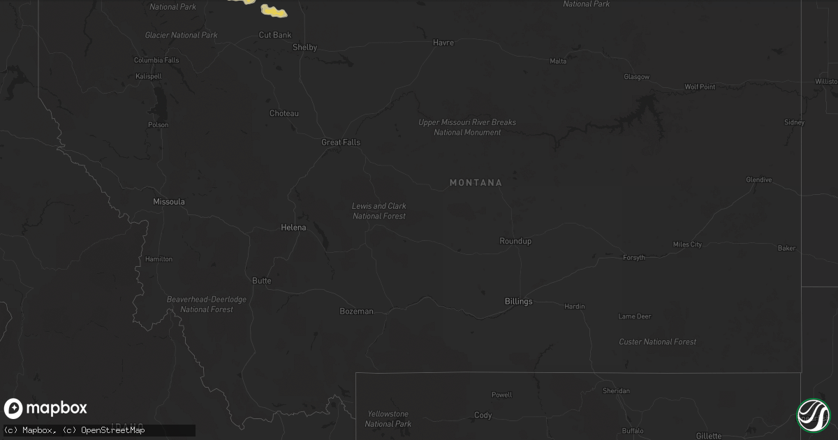 Hail map in Montana on August 4, 2014