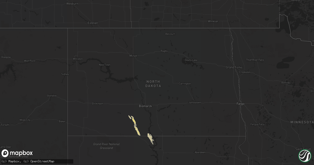 Hail map in North Dakota on August 4, 2014