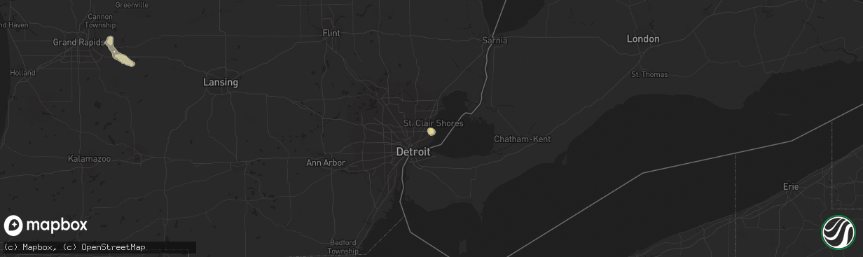 Hail map in Saint Clair Shores, MI on August 4, 2014