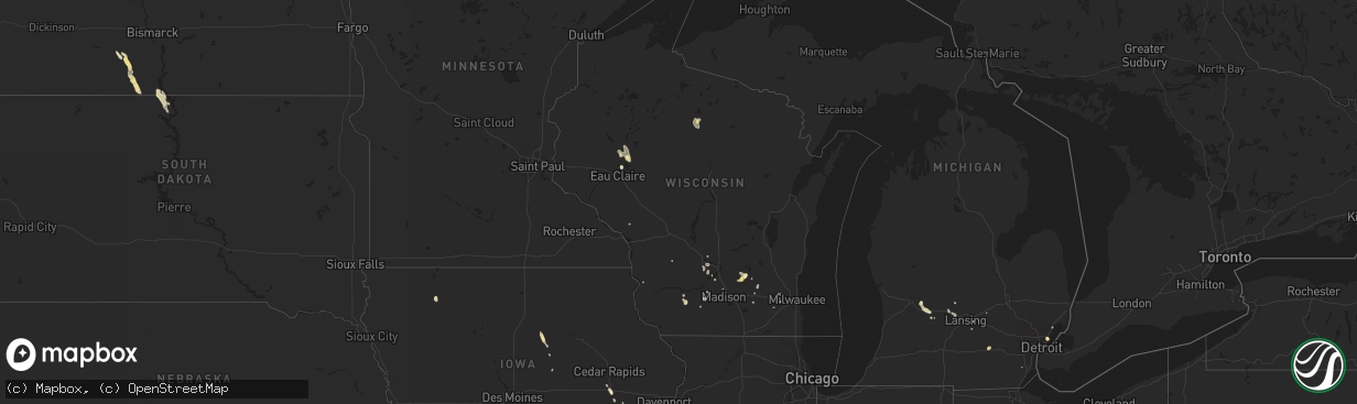 Hail map in Wisconsin on August 4, 2014