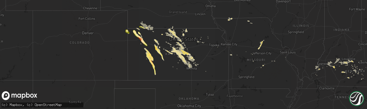 Hail map in Kansas on August 4, 2015